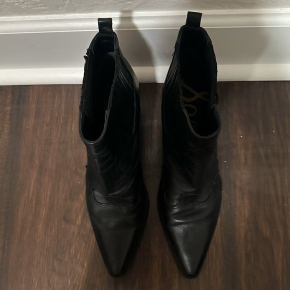 Sam Edelman Winona Leather Pointed Toe Cowgirl Western Heeled Ankle Booties Sz 8 - Picture 10 of 13